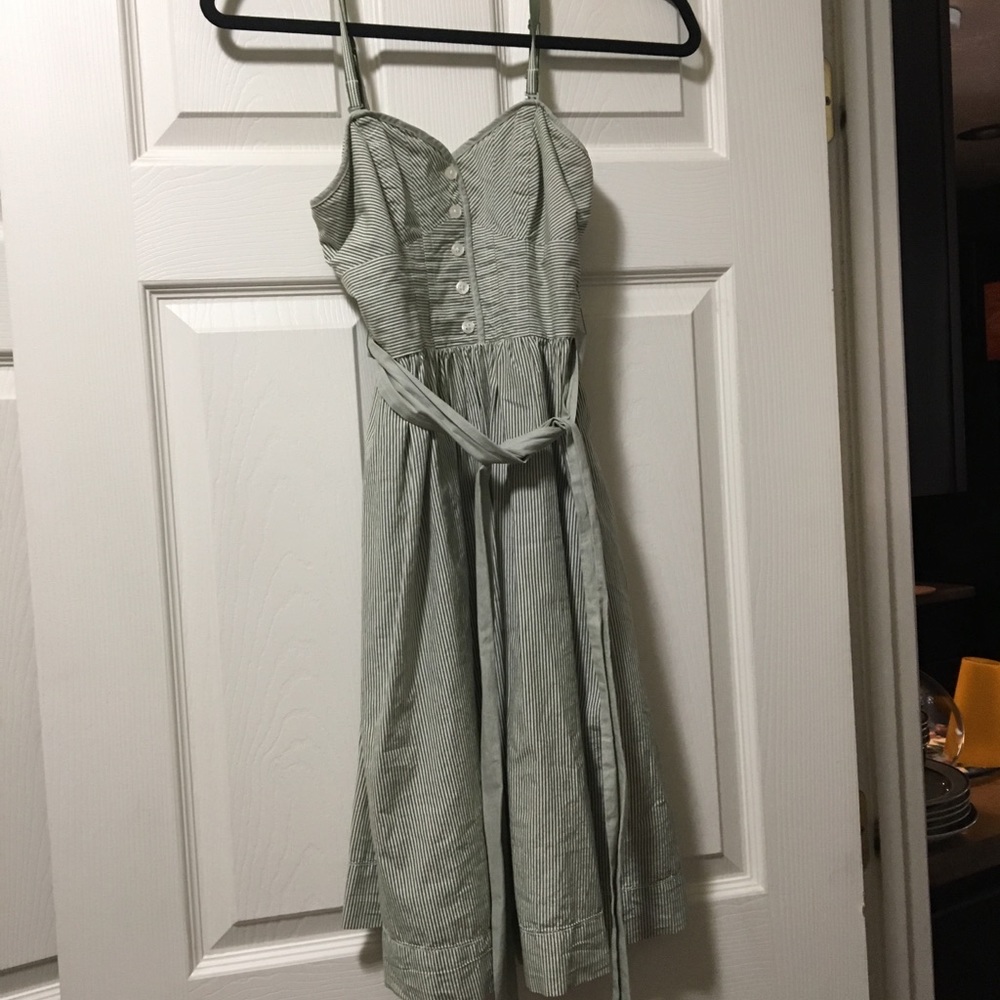Green and white stripped summer dress